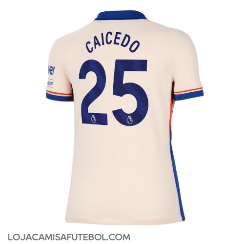 Camisa de Futebol Chelsea Moises Caicedo #25 Equipamento Secundário Mulheres 2024-25 Manga Curta